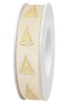 Satinband Christmas Tree cream, 23mm x 25 lfm., BA 1112