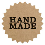 Papieretikett, selbstklebend, rund, gezackt, "Hand Made" ET10106