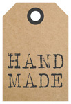 Papierlabel klein (Anhänger) 'HAND MADE', 35 x 52 mm, LB10000