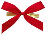 Fertigschleife rot, aus Satinband, Breite15mm, mit Clip, SCH7003