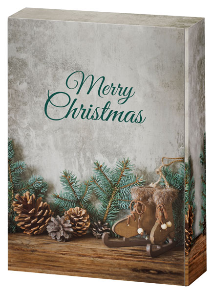 Geschenkkarton Schlittschuhe, aufgedrucktes Weihnachtsmotiv, 3er, WK 33451
